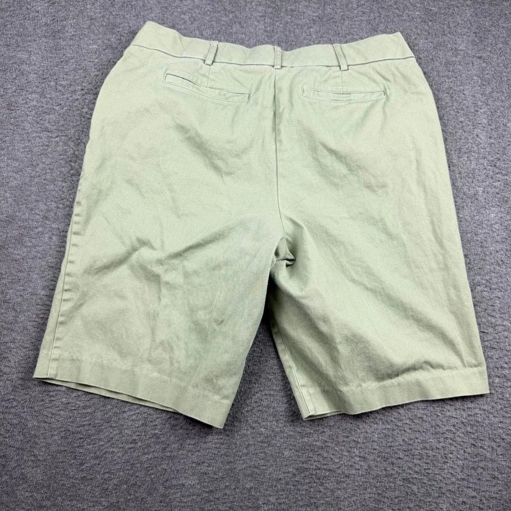 Laura‎ Scott Women's Olive Green Bermuda Shorts Cotton Stretch Size 16 Khaki